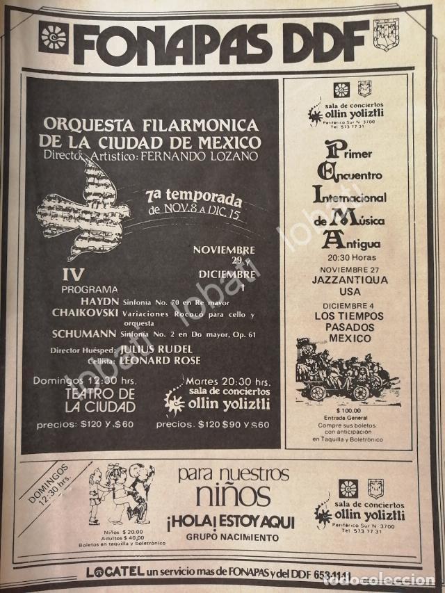 Sammeln von Plakaten: CARTEL ANTIGUO ORIGINAL DE FONAPASS DDF EVENTOS DE NOV-DIC DE 1981 /7