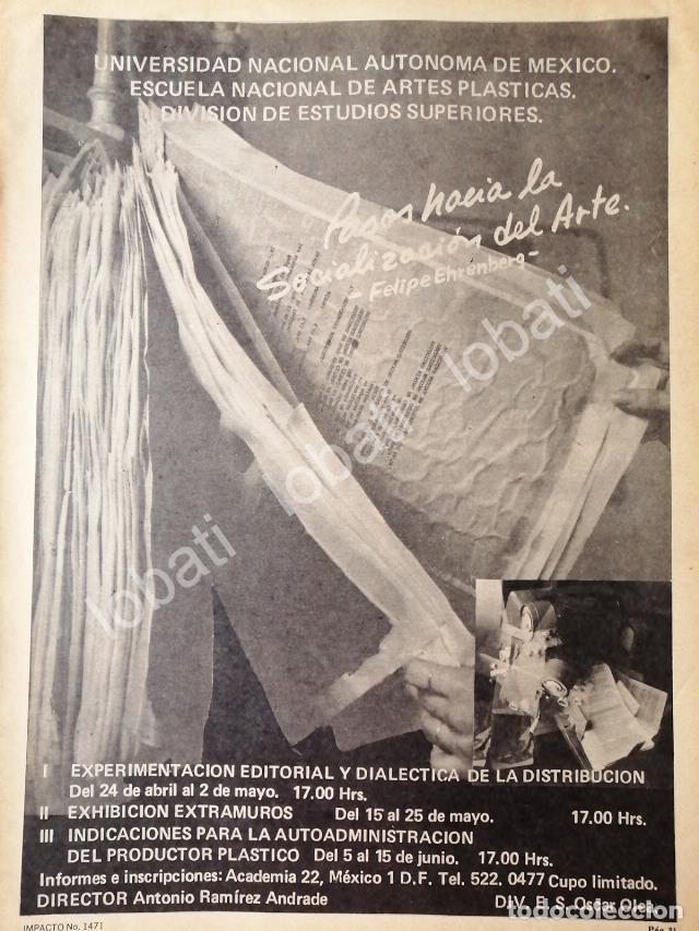 Poster collecting: CARTEL ANTIGUO ORIGINAL DE CONFERENCIAS DE FELIPE EHREMBERG UNAM 1978 / RARO