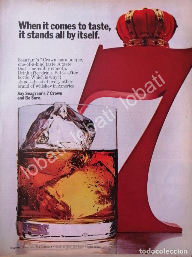 Sammeln von Plakaten: CARTEL ANTIGUO ORIGINAL DE VINOS. WHISKY SEVEN CROWN 1960s /521
