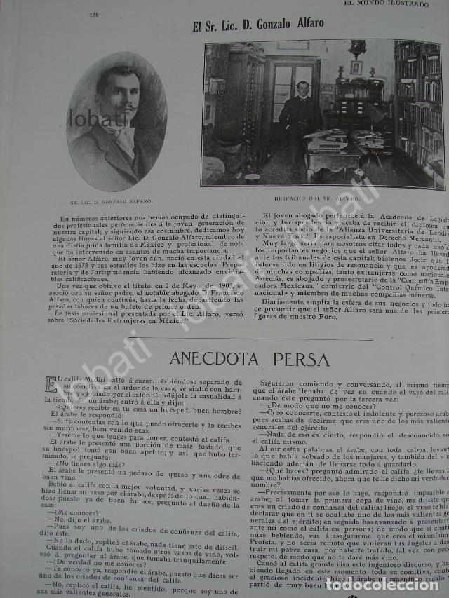 Poster collecting: CARTEL ANTIGUO ORIGINAL DE LIC. GONZALO ALFARO 1909 / ABOGADOS