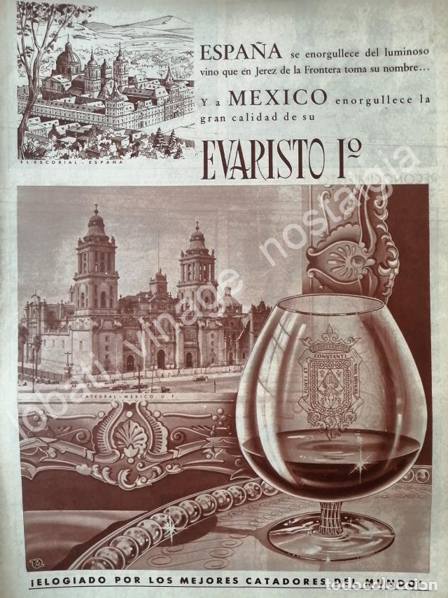 Poster collecting: CARTEL ANTIGUO ORIGINAL DE VINO EVARISTO No 1. 1958 Y LA CATEDRAL /V266 PUBLICIDAD ARTISTICA