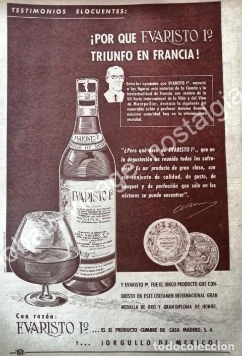 Poster collecting: CARTEL ANTIGUO ORIGINAL DE BRANDY EVARISTO No 1. PREMIO FRANCIA 1955 / RARO Y ANTOINE BONNET