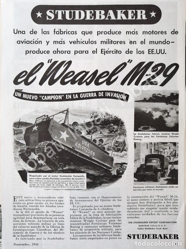 Collectionnisme d'affiches: CARTEL ANTIGUO ORIGINAL DE TANQUE DE GUERRA WEASEL M29 1944 / SUPER RARO 10+ SGM