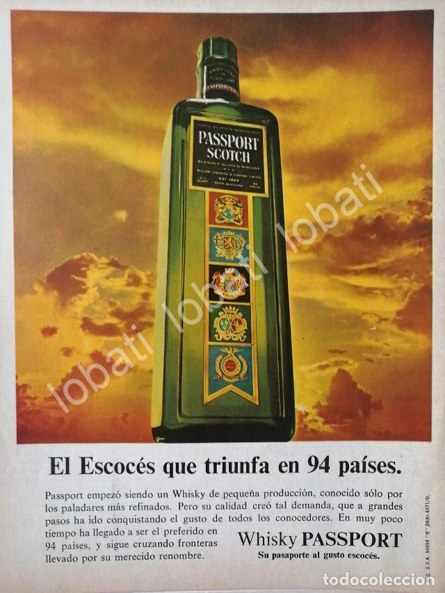 Collectionnisme d'affiches: CARTEL ANTIGUO ORIGINAL DE VINOS. WHISKY PASSPORT SCOTCH 1980s /582