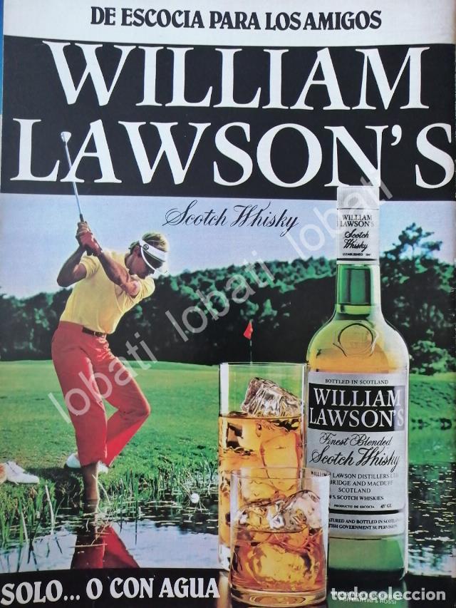 Collectionnisme d'affiches: CARTEL ANTIGUO ORIGINAL DE VINOS. WHISKY WILLIAM LAWSONS 1980s /593