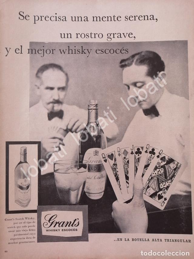Collectionnisme d'affiches: CARTEL ANTIGUO ORIGINAL DE VINOS. WHISKY GRANTS 1959 /595