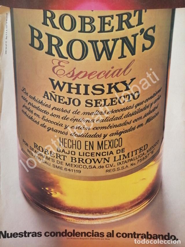Collectionnisme d'affiches: CARTEL ANTIGUO ORIGINAL DE VINOS. WHISKY ROBERT BROWNS 1969 /606 RARO