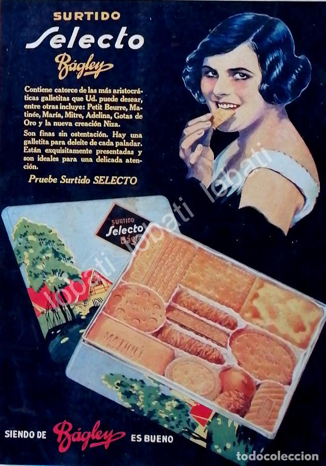 Poster collecting: CARTEL ANTIGUO ORIGINAL DE GALLETAS BAGLEY 1927 /6 ARGENTINA-MEXICO
