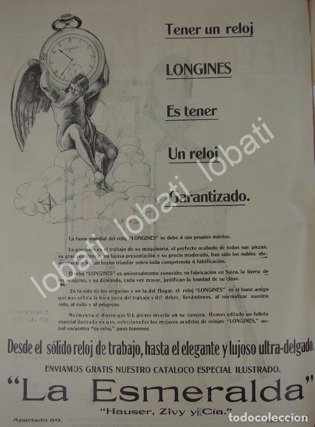 Poster collecting: CARTEL ANTIGUO ORIGINAL DE RELOJES LONGINES 1911 JOYERIA LA ESMERALDA / SUPER RARO