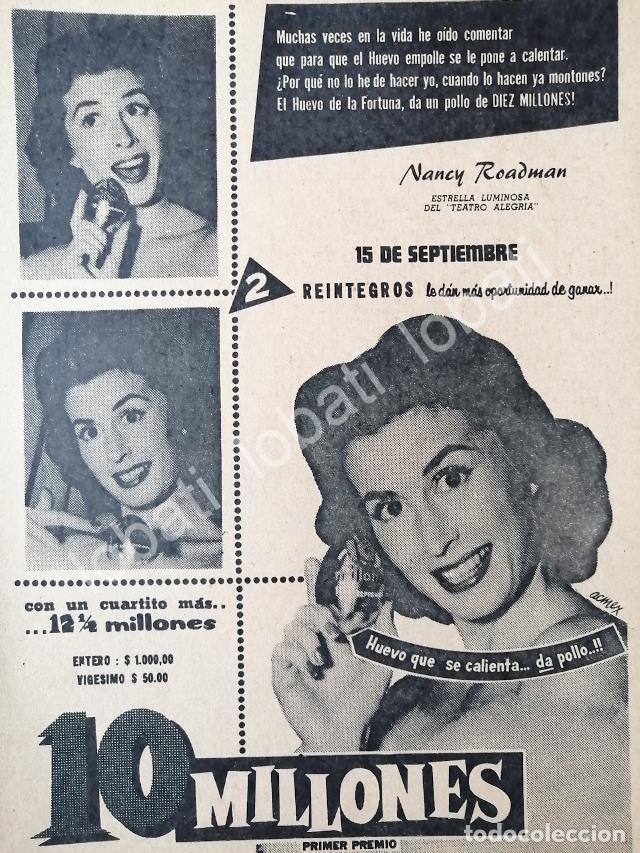 Poster collecting: CARTEL ANTIGUO ORIGINAL DE NANCY RODMAN EN LA LOTERIA NACIONAL 1956 /162 SUPER RARO
