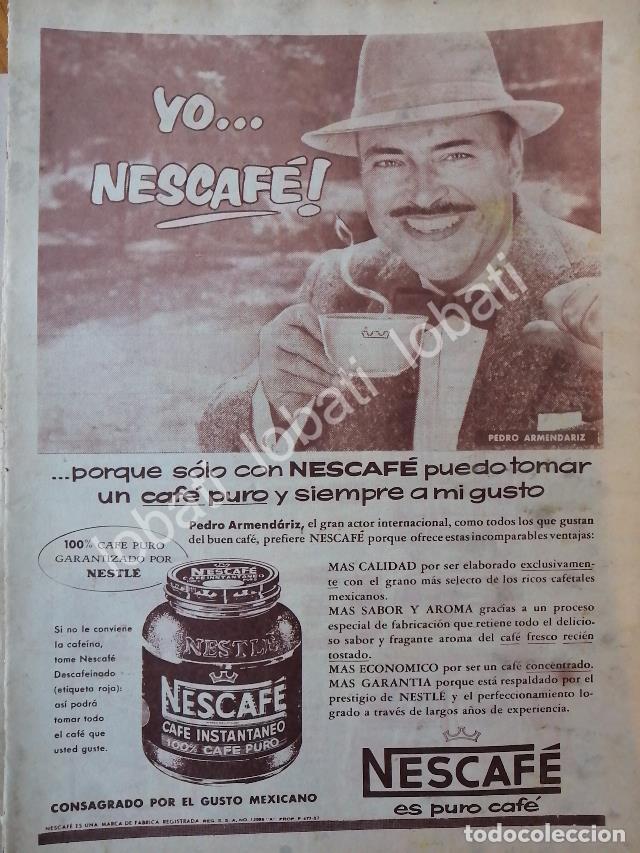 Poster collecting: CARTEL ANTIGUO ORIGINAL DE PEDRO ARMENDARIZ Y CAFE NESCAFE 1957 /CF56 / FEP