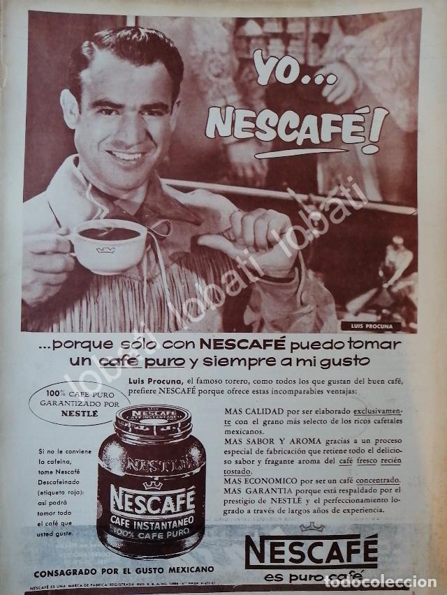 Poster collecting: CARTEL ANTIGUO ORIGINAL DE EL TORERO LUIS PROCUNA Y CAFE NESCAFE 1957 /CF61 / FEP