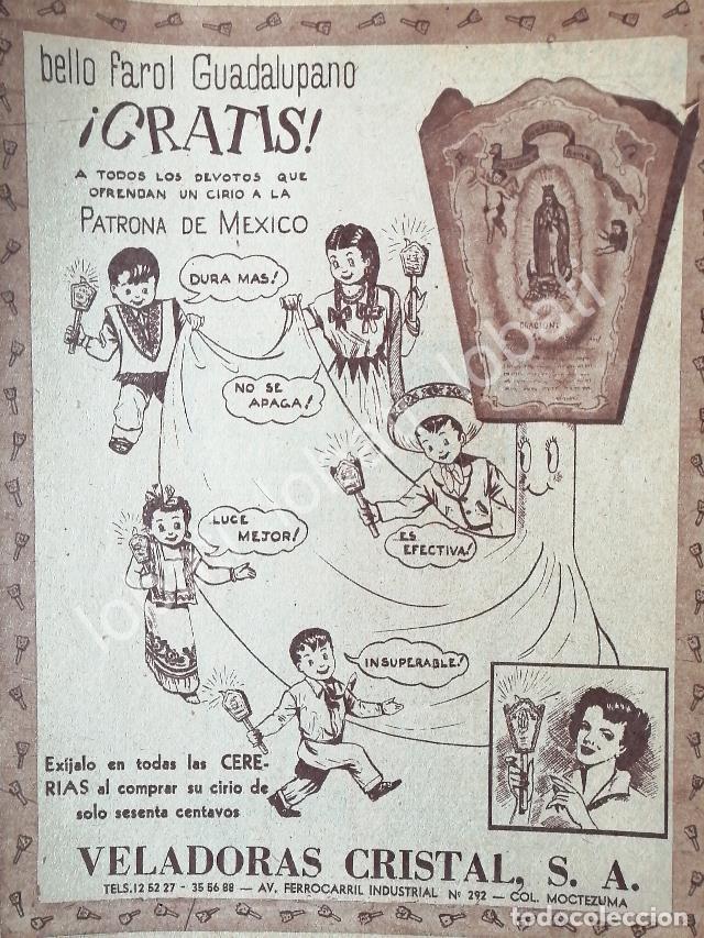 Poster collecting: CARTEL ANTIGUO ORIGINAL DE VELADORAS CRISTAL S.A Y EL FAROL GUADALUPANO 1953 /203 SUPER RARO