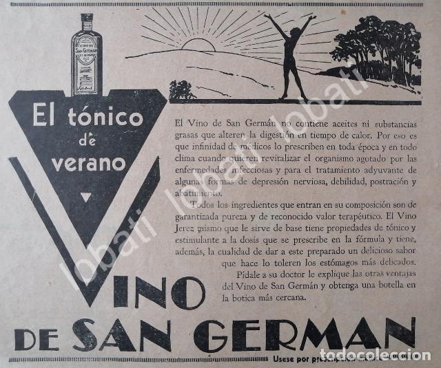 Poster collecting: CARTEL ANTIGUO ORIGINAL DE MEDICINA TONICO VINO DE SAN GERMAN 1931 /6