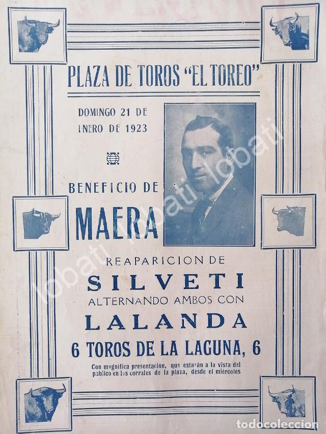 Poster collecting: CARTEL ANTIGUO ORIGINAL DE CARTEL PLAZA DE TOROS EL TOREO, 1923 LALANDA, SILVETI ETC /43