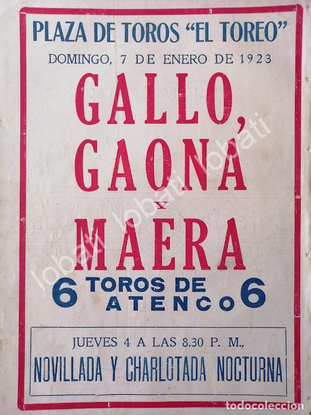 Poster collecting: CARTEL ANTIGUO ORIGINAL DE CARTEL PLAZA DE TOROS EL TOREO, 1923 MAERA, GALLO, LALANDA /46