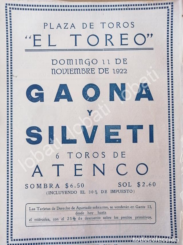 Poster collecting: CARTEL ANTIGUO ORIGINAL DE PLAZA DE TOROS EL TOREO, 1922 GAONA Y SILVETI /53