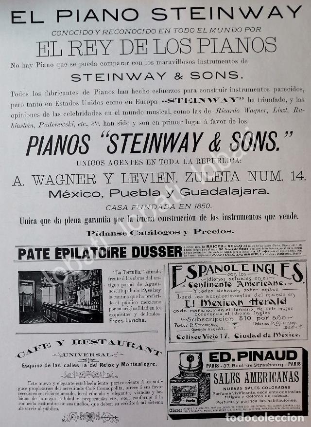 Poster collecting: CARTEL ANTIGUO ORIGINAL DE PIANOS STEINWAY 1896 CASA WAGNER Y LEVIEN Y OTRAS /88
