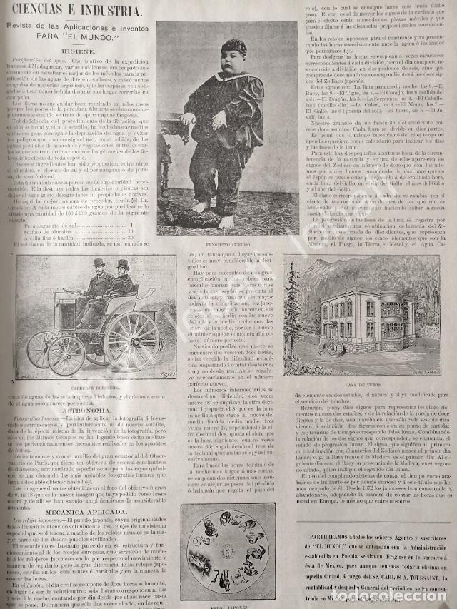 Sammeln von Plakaten: CARTEL ANTIGUO ORIGINAL DE EL AUTO ELECTRICO & NOTICIAS CIENTIFICAS VARIAS 1895