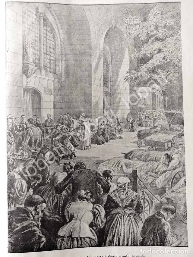 Sammeln von Plakaten: CARTEL ANTIGUO ORIGINAL DE PEREGRINACION A LOURDES EN FRANCIA 1895 /RLG ARTE SACRO