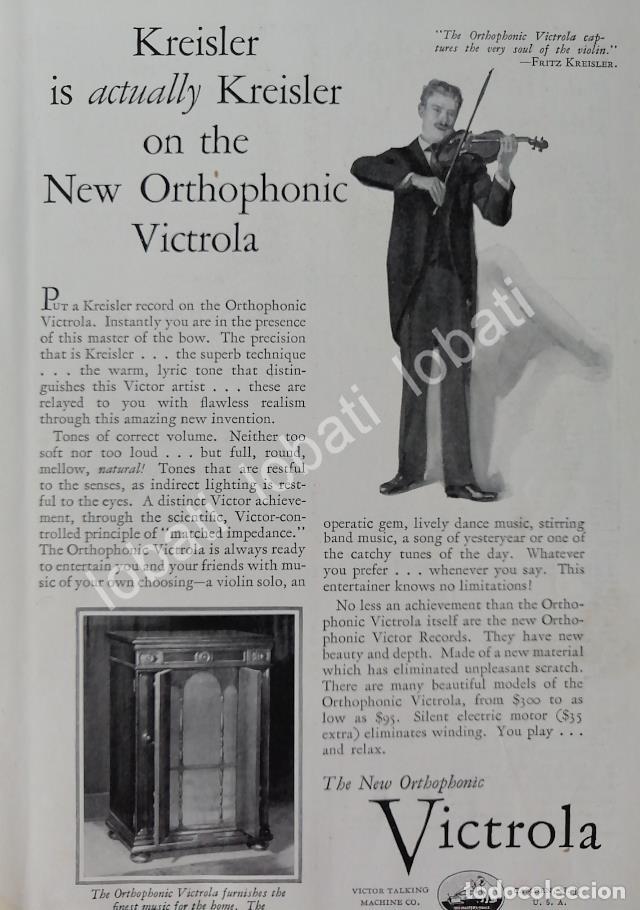 Sammeln von Plakaten: CARTEL ANTIGUO ORIGINAL DE EL VIOLINISTA FRITZ KREISLER Y LA VICTROLA RCA VICTOR 1930 / 111