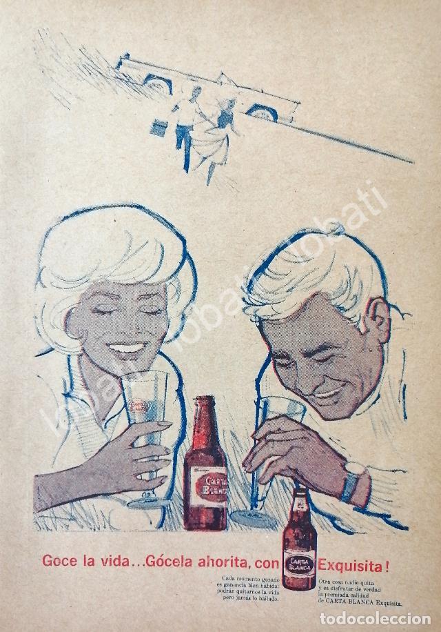 Collectionnisme d'affiches: CARTEL ANTIGUO ORIGINAL DE CERVEZA CARTA BLANCA 1960s /150