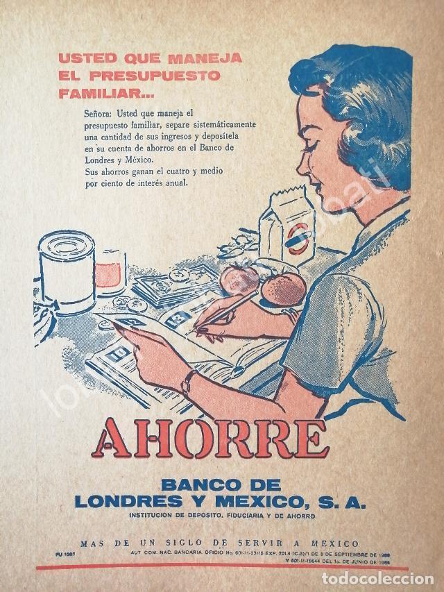 Collectionnisme d'affiches: CARTEL ANTIGUO ORIGINAL DE BANCO DE LONDRES Y MEXICO 1950s /264 MONTERREY