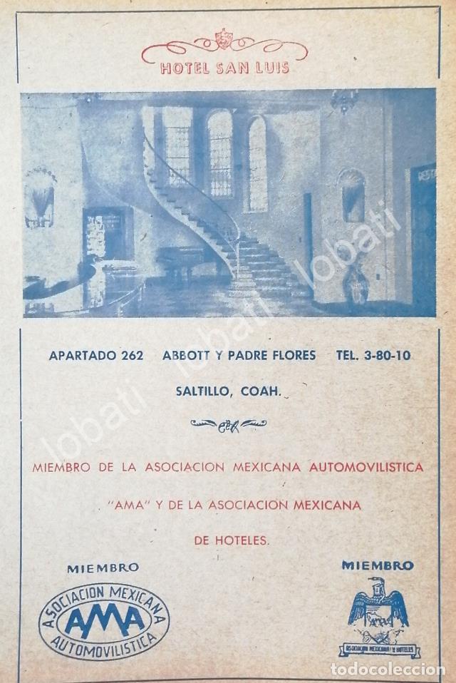 Collectionnisme d'affiches: CARTEL ANTIGUO ORIGINAL DE HOTEL SAN LUIS 1960s /265 SAN LUIS POTOSI, MUY RARO