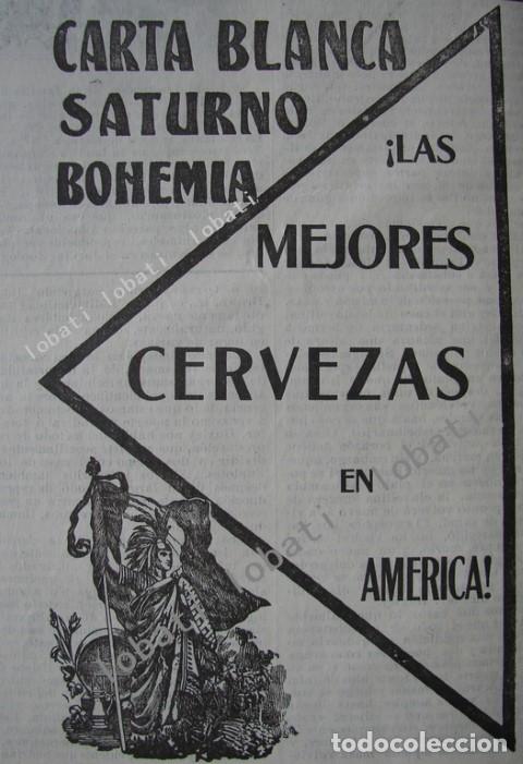 Collectionnisme d'affiches: CARTEL ANTIGUO ORIGINAL DE CERVEZAS DE CERVECERIA CUAUHTEMOC 1911 /154