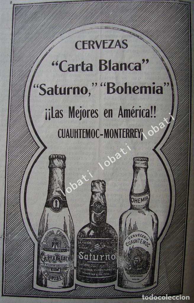 Sammeln von Plakaten: CARTEL ANTIGUO ORIGINAL DE MINI CARTEL CERVEZA CARTA BLANCA, SATURNO Y BOHEMIA 1911 /155