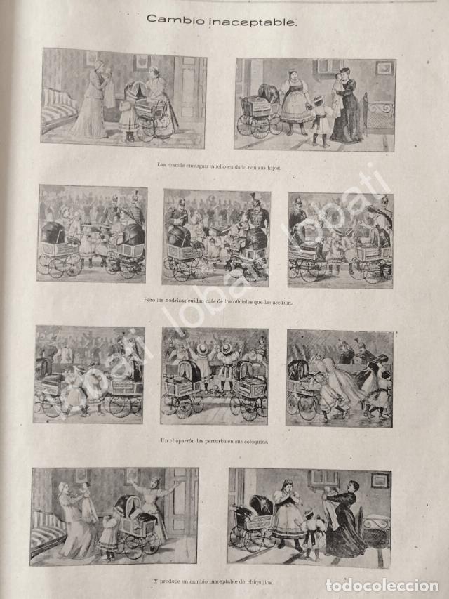 Sammeln von Plakaten: CARTEL ANTIGUO ORIGINAL DE TIRA COMICA ANTIGUA 1895 EL CAMBIO INACEPTABLE