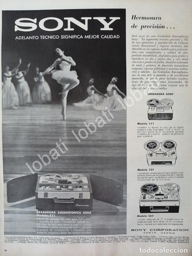 Poster collecting: CARTEL ANTIGUO ORIGINAL DE GRABADORAS DE CARRETE SONY 521 Y OTROS 1960s. /150