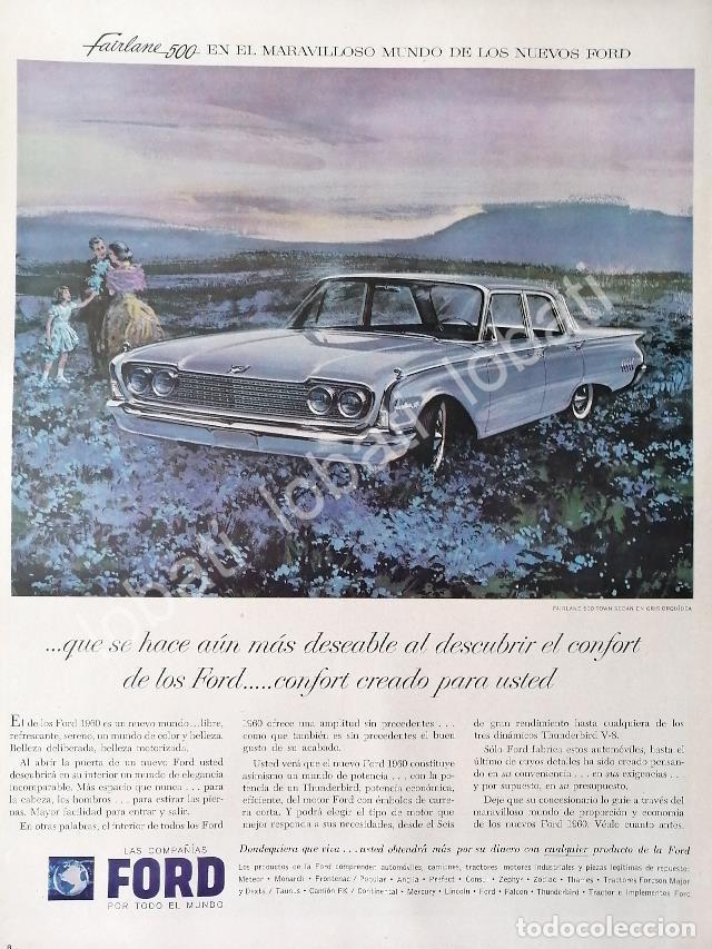 Poster collecting: CARTEL ANTIGUO ORIGINAL DE AUTOS FORD FAIRLANE 500 TOWN SEDAN 1960 /472 RARO