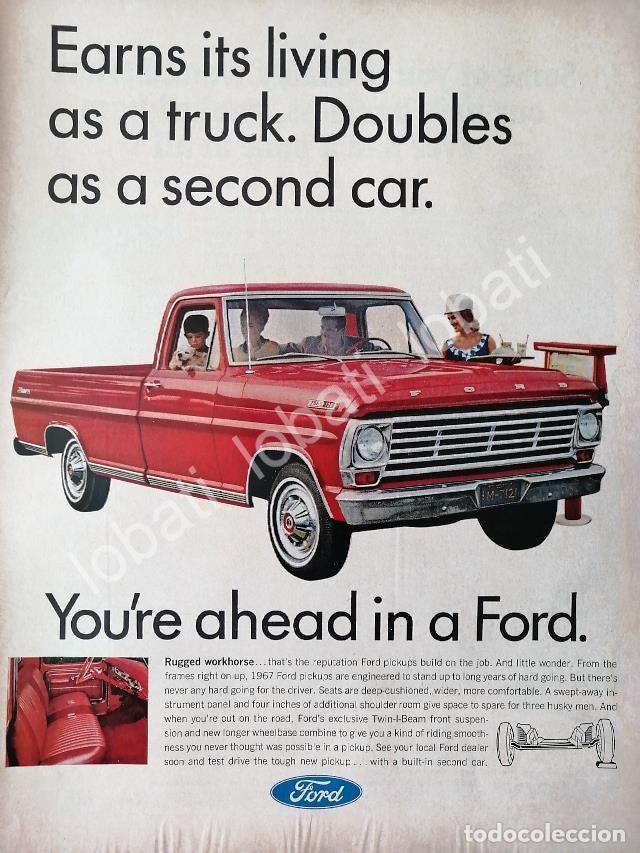 Colecionismo de cartazes: CARTEL ANTIGUO ORIGINAL DE AUTOS PICKUP FORD F-100 1967 /489