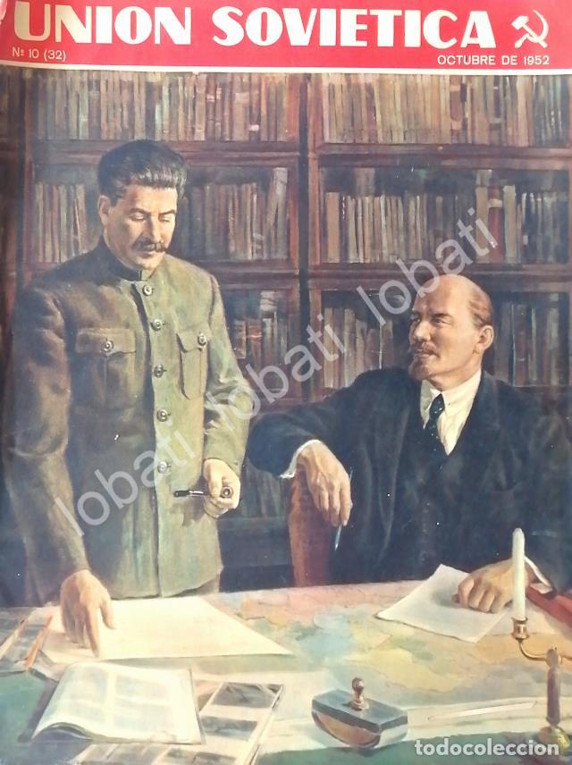 Colecionismo de cartazes: CARTEL ANTIGUO ORIGINAL DE HISTORICA PORTADA ANTIGUA STALIN Y LENIN OCTUBRE 1952