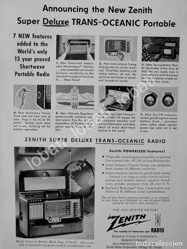 Collezionismo di affissi: CARTEL ANTIGUO ORIGINAL DE RADIO ZENITH TRANSOCEANICO 1954 /190