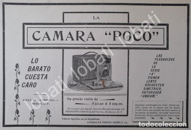Collezionismo di affissi: CARTEL ANTIGUO ORIGINAL DE MINI CARTEL CAMARAS POCO 1905 /12 SUPER RARO