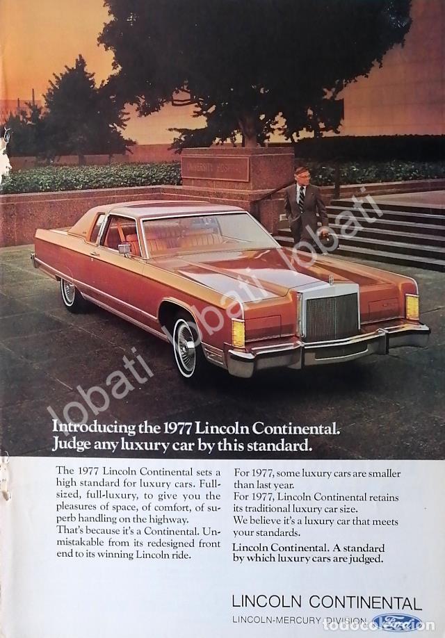 Collectionnisme d'affiches: CARTEL ANTIGUO ORIGINAL DE AUTOS FORD LINCOLN CONTINENTAL 1977 /526