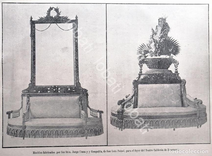 Sammeln von Plakaten: CARTEL ANTIGUO ORIGINAL DE MUEBLES JORGE UNNA PARA EL TEATRO CALDERON ZACATECAS 1895 /278