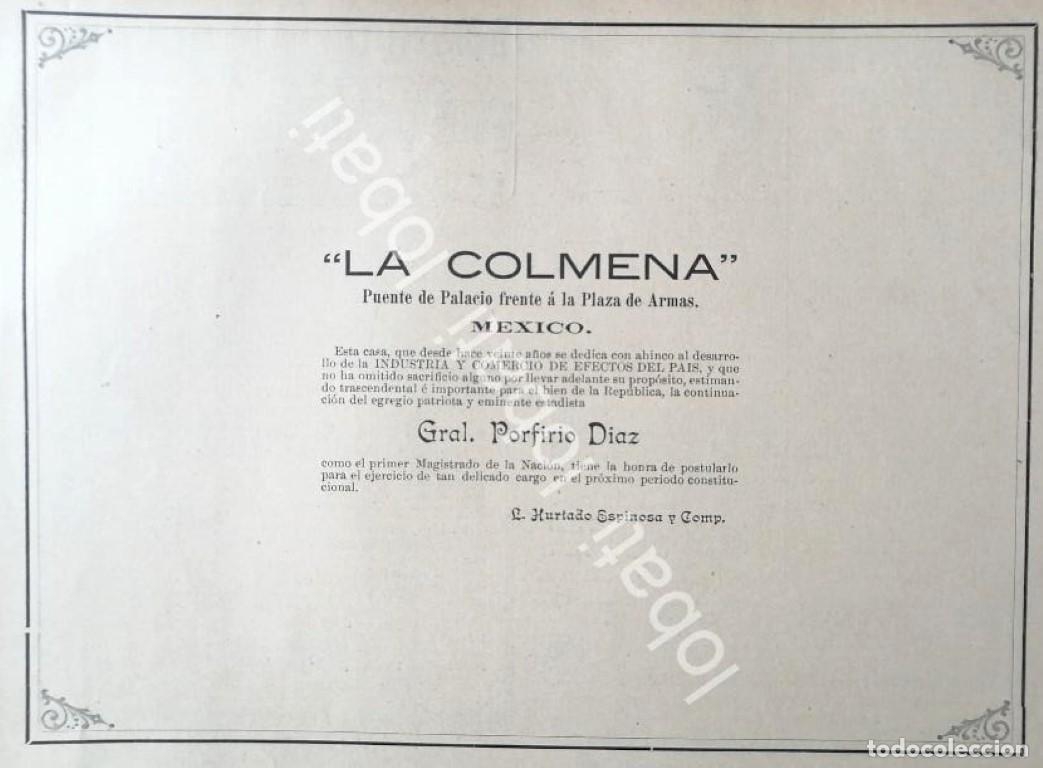 Poster collecting: CARTEL ANTIGUO ORIGINAL DE TIENDA LA COLMENA FELICITA A PORFIRIO DIAZ 1894 /284