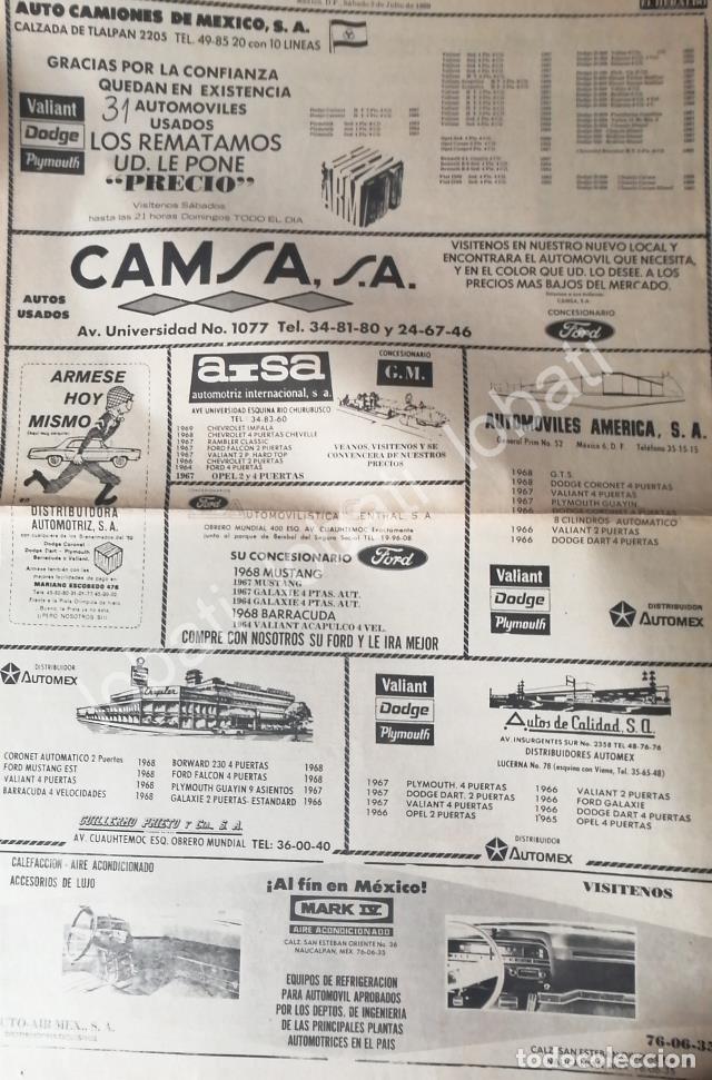 Poster collecting: CARTEL ANTIGUO ORIGINAL DE AGENCIAS DE AUTOS VARIAS D.F JULIO 1969 /294