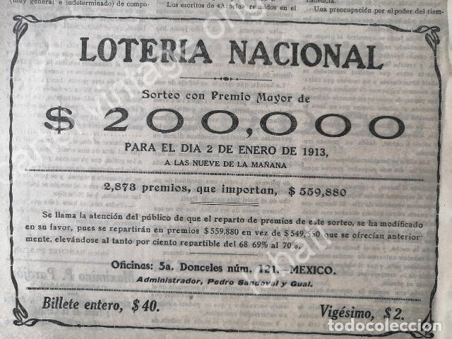 Poster collecting: CARTEL ANTIGUO ORIGINAL DE MINI CARTEL LOTERIA NACIONAL ENERO 1913 /154
