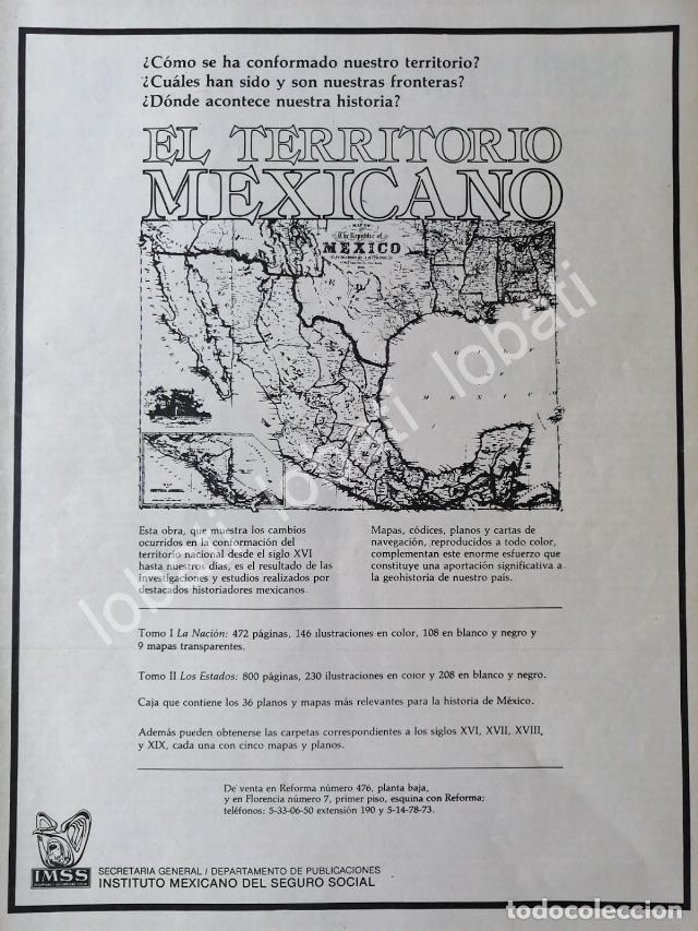 Coleccionismo de carteles: CARTEL ANTIGUO ORIGINAL DE IMSS PRESENTA EL LIBRO: EL TERRITORIO MEXICANO 1980 /61
