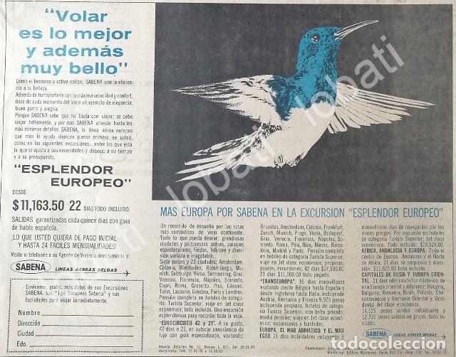 Collectionnisme d'affiches: CARTEL ANTIGUO ORIGINAL DE AEROLINEAS SABENA 1960 /403