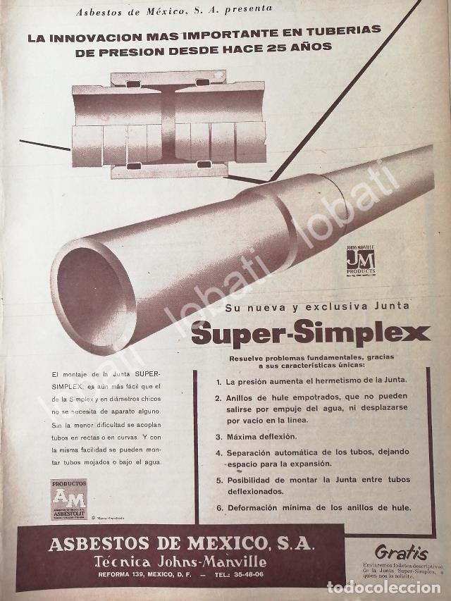 Collectionnisme d'affiches: CARTEL ANTIGUO ORIGINAL DE ASBESTOS DE MEXICO S.A PRESENTA. SUPER-SIMPLEX 1956 /414
