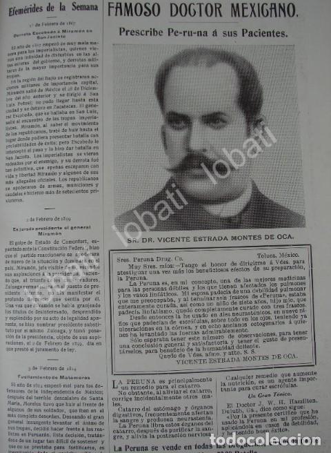 Collectionnisme d'affiches: CARTEL ANTIGUO ORIGINAL DE VICENTE ESTRADA MONTES DE OCA Y MEDICINA LA PERUNA 1909 /27