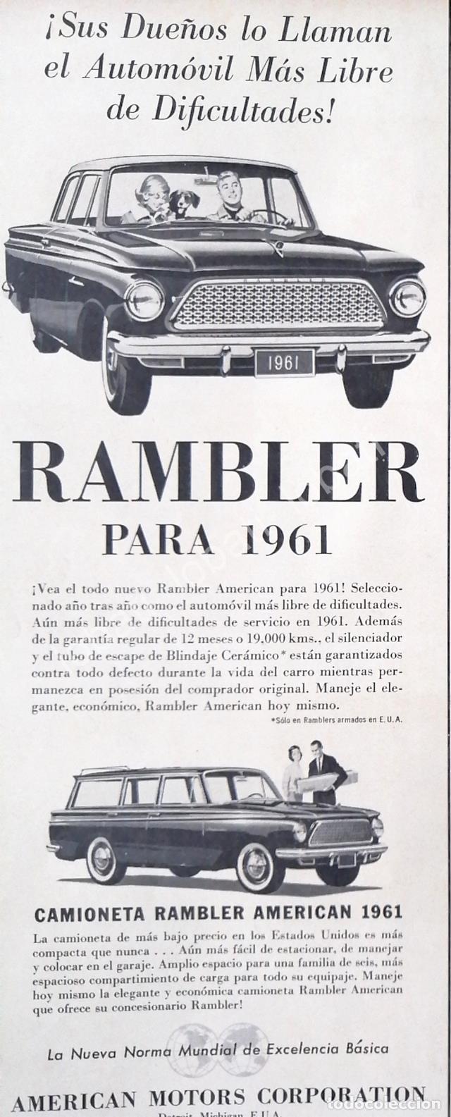 Sammeln von Plakaten: CARTEL ANTIGUO ORIGINAL DE AUTOS RAMBLER AMERICAN 1961 /206