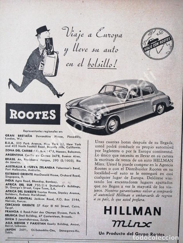Sammeln von Plakaten: CARTEL ANTIGUO ORIGINAL DE MINI CARTEL AUTOS ROOTES HILLMAN MINX 1953 /216