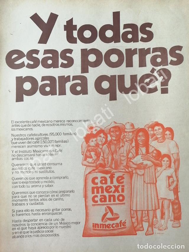 Sammeln von Plakaten: CARTEL ANTIGUO ORIGINAL DE INMECAFE. INSTITUTO MEXICANO DEL CAFE 1974 /487