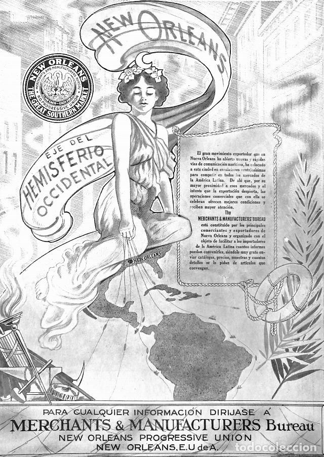 Sammeln von Plakaten: CARTEL ANTIGUO ORIGINAL DE NEW ORLEANS MERCHANTS & MANUFACTURERS 1913 /491 MUY RARO